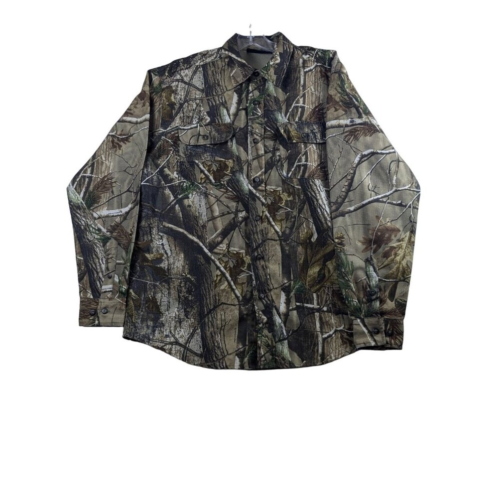 Realtree Mens Camouflage Hunting‎ Shirt Ripstop Long Sleeve Vent Outdoor Fishing